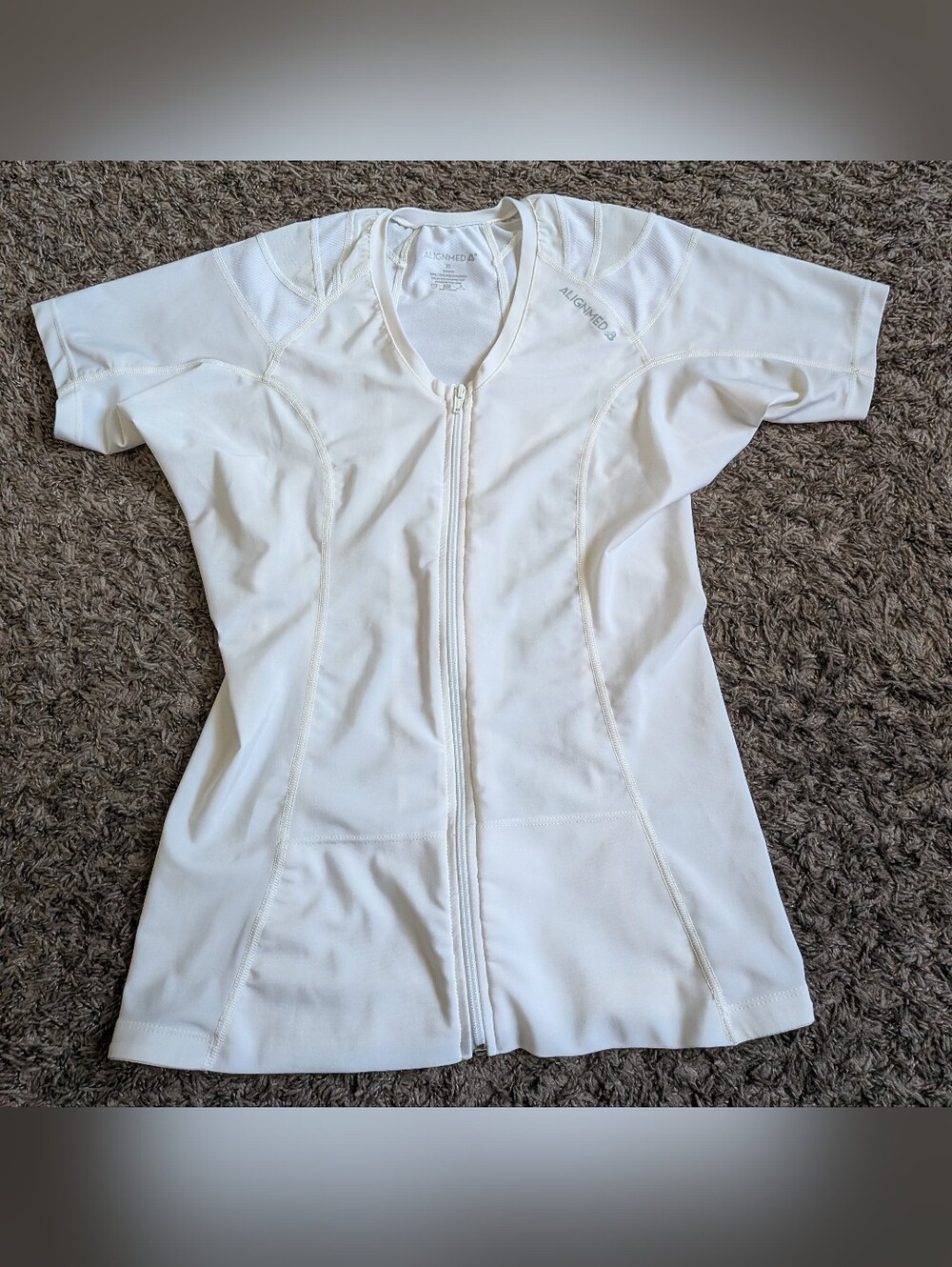 Alignmed White Full Zip The Posture Shirt 2.0 Compression Top Women's XL